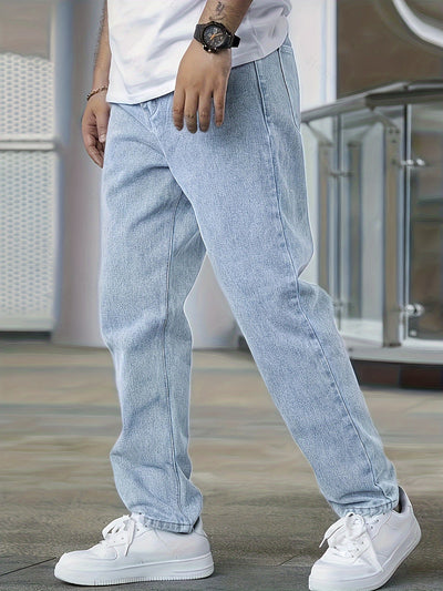 Casual Straight Leg Light Washed Men's Jeans