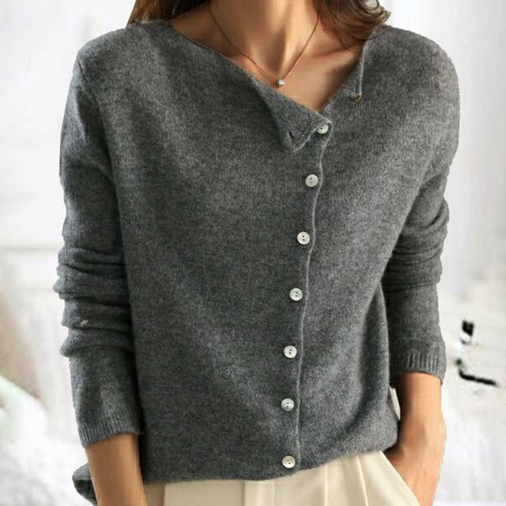 Sweater with Trendy Button Closure for Women