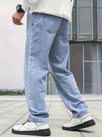 Casual Straight Leg Light Washed Men's Jeans