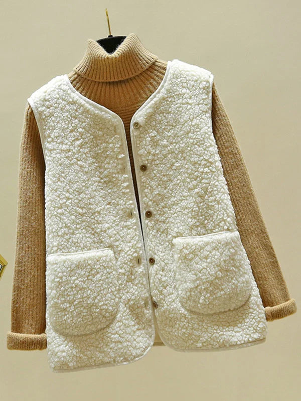 Warm Sleeveless Lambswool Vest for Women